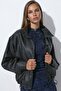 Faux Leather Bomber Jacket - 4