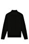 Men's Half Fisherman Shoulder Stripe Detailed Knitwear Cotton Black Sweater Steel Knit Classic Pattern - 5401B - 6