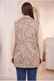Patterned Large Size Cashmere Vest with Cotton Lining Inside, Beige - 4