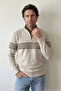 Men's Half Fisherman Knitwear Cotton Stone Sweater Stripe Patterned Steel Knit Classic Pattern - 5402B - 5