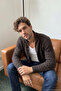 Men's Zippered and Buttoned Cardigan Thick Knit Knitwear Classic Pattern - 5405m - 5
