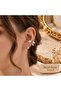 Gold Color Pearlescent Butterfly Design Steel Earrings with Pearls - 2