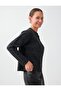 Anthracite Crew Neck Straight Cut Glitter Detailed Knitwear Cardigan - 3