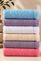 Hand Towel 50X90 cm Set of 6 Jacquard Patterned Fringed Soft Hand and Face Towels