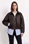 Oversize Deri Ceket 3137 Kahve - 5