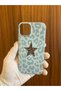 iPhone 13/14 Star Leopard Printed Velvet Inside Launch Silicone Phone Case (Blue Color) - 6