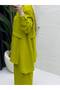 Women's Quality Stylish Crepe Fabric Hijab Oil Green Set - 2
