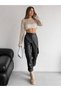 High Waist Cargo Pocket Leather Pants - 3
