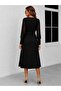 Women's Long Sleeve Crew Neck Belted Waist Midi Waffle Dress - 3