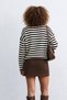 Women's crew neck striped knit sweater - burnt brown - 3
