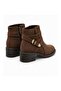 Helena Brown Suede Women's Casual Ankle Belt Detailed Thick Heeled Stylish Modern Boots & Booties - 4