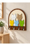 Colorful Cat Themed Mdf Wall Key Hanger with 4 Hangers 22X22 cm - 3
