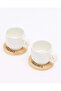 White Ceramic Cup With Wooden Coaster 4 Piece Set - 3