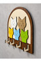 Colorful Cat Themed Mdf Wall Key Hanger with 4 Hangers 22X22 cm - 4