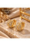 Gold Color Zircon Stone 2-Piece Steel Earrings