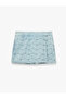 Embroidered Regular Waist Cotton Denim Mini Shorts Skirt with Pockets