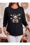 Women's Plus Size Printed Crew Neck Long Sleeve Viscose Cotton Lycra Fabric Oversize - 3