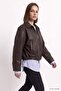 Oversize Deri Ceket 3137 Kahve - 4