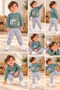 Boy's Elephant Printed Sweatshirt Tracksuit Set - 3
