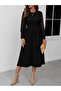 Women's Long Sleeve Crew Neck Belted Waist Midi Waffle Dress