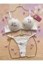 Flower-Patterned, Terry-Cloth Supported, Padded, Adjustable Bath Suit Set - 6