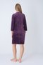 Women's Cotton Velvet Zipper Pocket Lace Long Sleeve Dress / Purple 3722 - 6