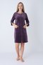Women's Cotton Velvet Zipper Pocket Long Sleeve Dress / Purple 3715 - 2