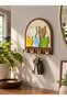 Colorful Cat Themed Mdf Wall Key Hanger with 4 Hangers 22X22 cm - 2