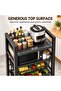 5-Tier Kitchen Storage Rack with Wheels, Microwave Stand with 2 Shelves & 3 Removable Wire Baskets, Carbon Steel Rolling Organizer for Fruit, Vegetables, Pantry & Coffee Bar, Black - 7