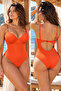 Orange Underwire Covered Swimsuit Gathering Swimsuit - 2