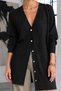 Women's Seasonal Black Long Knit Cardigan - 5