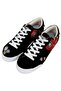 Women's Vegan Leather Black Sneakers - Blooming in the Dark Design - 2