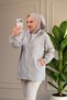 6683 - Stylish, Comfortable, Loose-Fitting Peach Fabric Women's Hooded Jacket with Stone Detail - 4