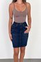 Blue Black Women's Regular Fit High Waist Mid-Length Lycra Denim Jeans Skirt Ali̇ce-4010 - 4
