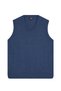 Men's V-Neck Indigo Sweater Cotton Knitwear Rice Patterned Steel Knit Classic Pattern - 5410H - 2