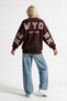 Women's Oversize Sweatshirt Wyo Ny Printed Brown – Crew Neck, 3 Thread Ribbed - 2