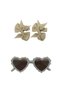 Yasmin Heart Shaped Glasses and Bow Barrette Clip Set For Babies and Girls - Olive - 2