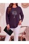 Women's Plus Size Printed Crew Neck Long Sleeve Viscose Cotton Lycra Fabric Oversize - 2