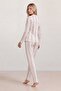 Ecru Background Red Bow Patterned Cotton V-Neck Long Sleeve Pajama Set - 5