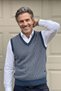 Men's V-Neck Petrol Sweater Patterned Steel Knit Classic Pattern - 5440H