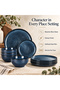 RAH 12-Piece Stoneware Dinner Set, Marble Blue 4 Dinner Plates, 4 Side Plates & 4 Bowls - 8