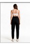 Maternity Stretchable Waistband Adjustable Mom Fit Smoked Ribbed Black Jeans - 3