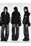 Streetwear Black Oversize Star Stone Zipper Sweatshirt Cardigan - 7