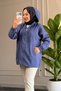 6683 - Stylish, Comfortable, Loose-Fitting Peach Fabric Women's Hooded Jacket with Stone Detail