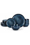 RAH 12-Piece Stoneware Dinner Set, Marble Blue 4 Dinner Plates, 4 Side Plates & 4 Bowls