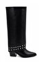 Siesta Women's Black Metal Stud Detailed 2-in-1 Versatile Detachable Below-The-Knee Boots - 5