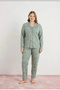 Women's Plus Size Suede Fabric Button Front Stylish Pajama Set - 2
