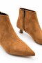 Denis Women's Suede Tan Pointed Toe Low Goblet Heel Side Zipper Stylish Boots 3.5 cm Heel - 4