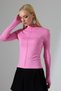 Women's Buzzy Ribbed High Neck Long Sleeve Finger-Looped Blouse - 4