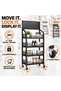 4 Tier Wire Basket Retail Display Rack with Pegboard, Black - 8